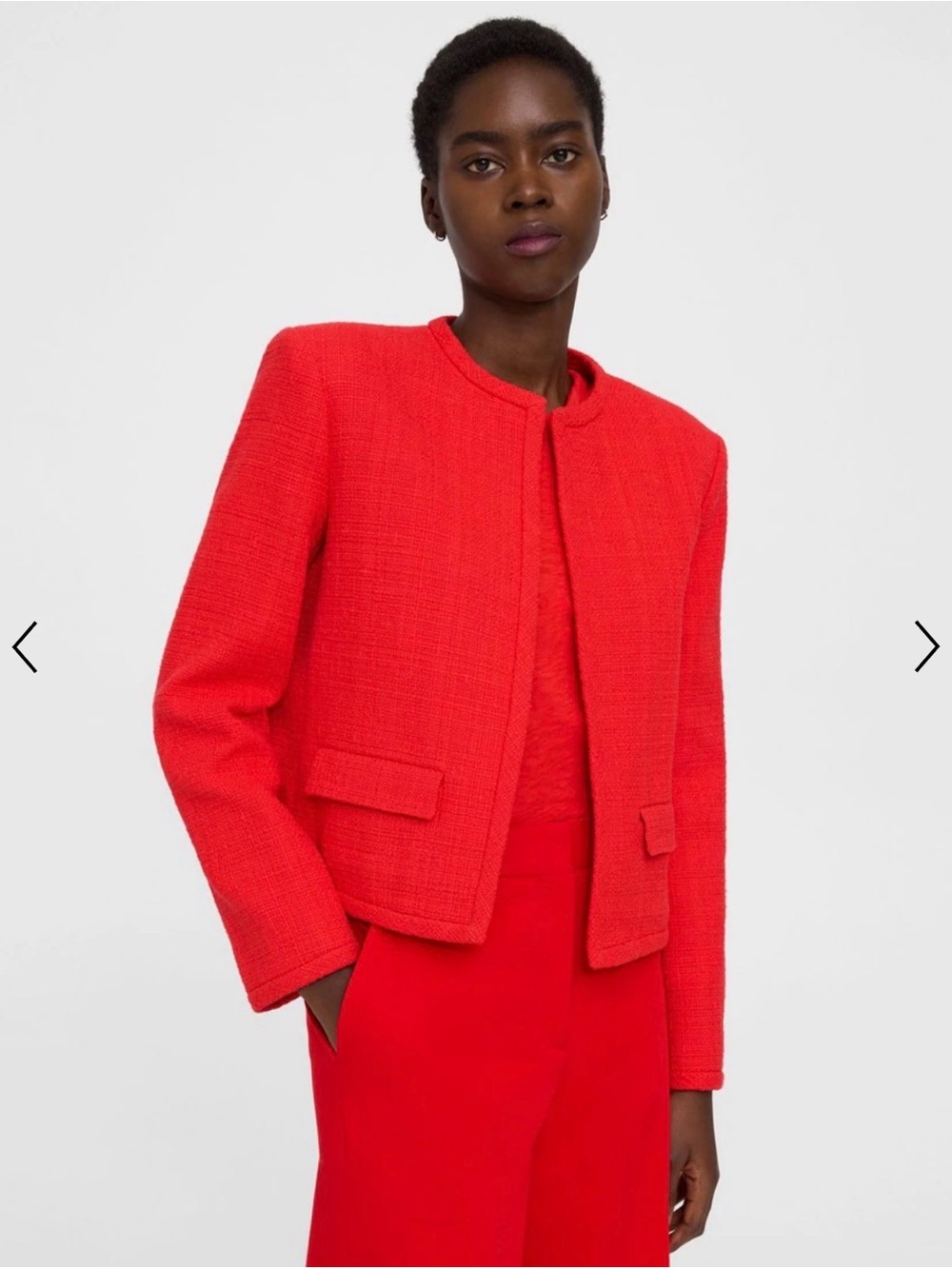 New NWT Theory Cropped Jacket in Cotton Tonal Tweed Grenadine Red Womens 12